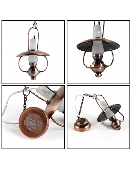 Waldosia 1:12 Scale Dollhouse Miniature Brass LED Claire Ceiling Light
