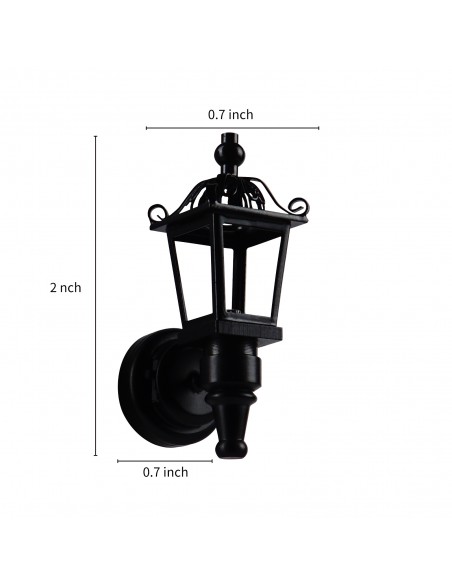 Waldosia 1:12 Scale Dollhouse Miniature Battery Operated LED Black Nickel Coach Lamp