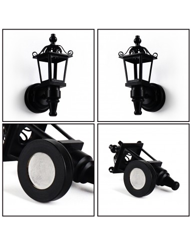 Waldosia 1:12 Scale Dollhouse Miniature Battery Operated LED Black Nickel Coach Lamp