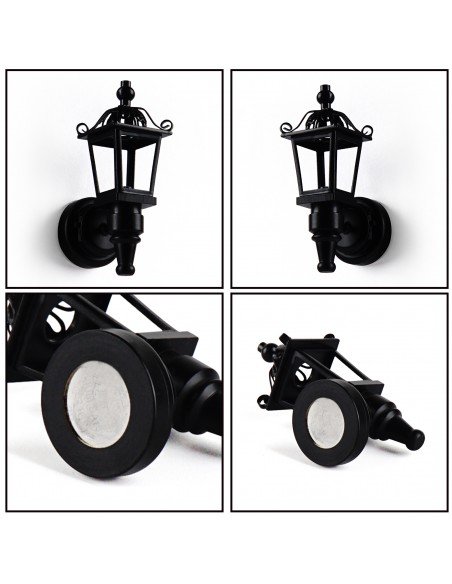 Waldosia 1:12 Scale Dollhouse Miniature Battery Operated LED Black Nickel Coach Lamp