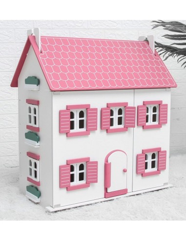 Waldosia Dollhouse (5 Rooms and 3 Floors, Sturdy Wooden Construction, 27" H x 12" W x 24" L)