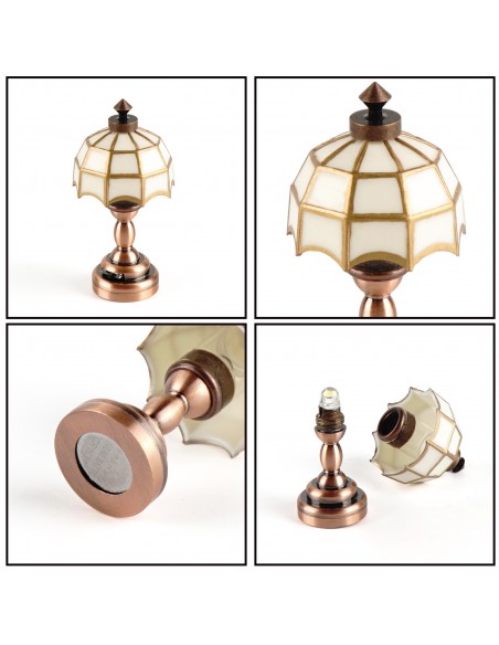 Waldosia 1:12 Scale Dollhouse Miniature Classic Battery LED Table Lamp