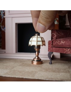 Waldosia 1:12 Scale Dollhouse Miniature Classic Battery LED Table Lamp 2